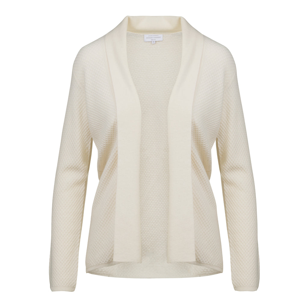 Cashmere Cardigan Honeycomb Stitch in Winter White