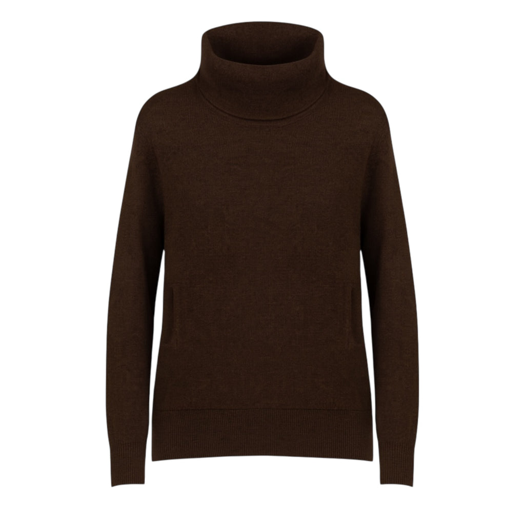 Cowl Neck with Pouch in Chocolate Brown