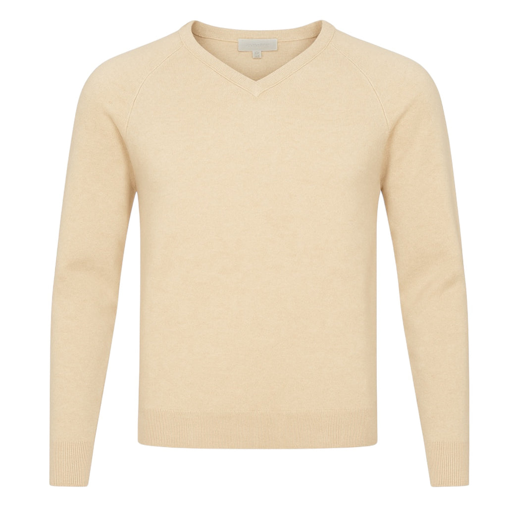 Men's Cashmere V-Neck Sweater in Sand