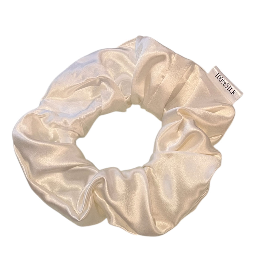 100% Mulberry Silk Scrunchie - Ivory White