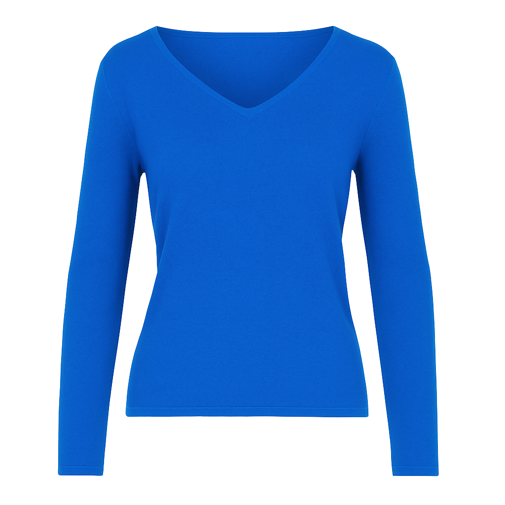 Women's V-Neck Cashmere Sweater in Lazuli Blue