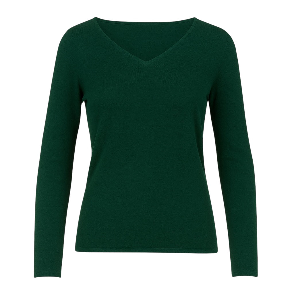 Women's V-Neck Cashmere Sweater in Hunter Green