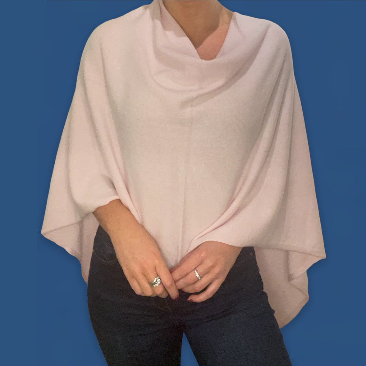 100 Cashmere Poncho in Soft Baby Pink Kenmare Cashmere