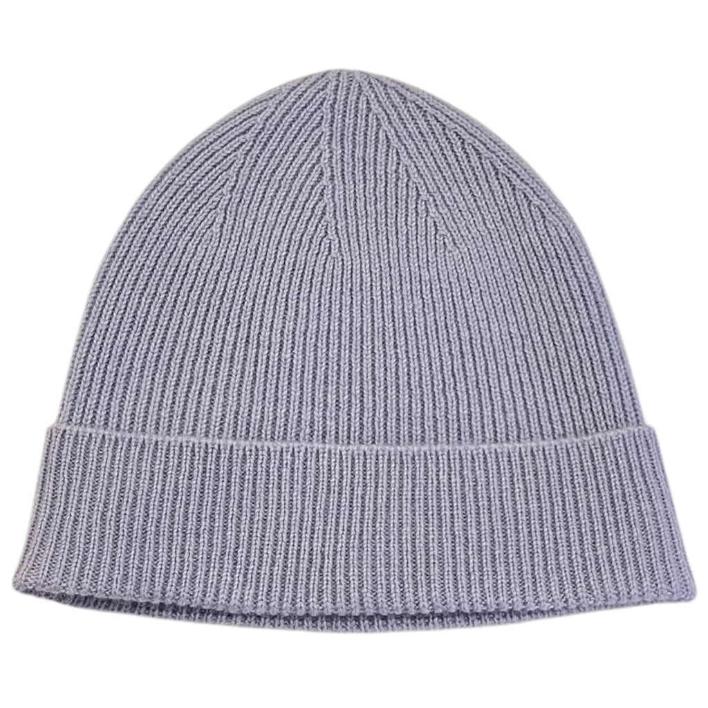 Ribbed Cashmere Beanie in Baby Blue