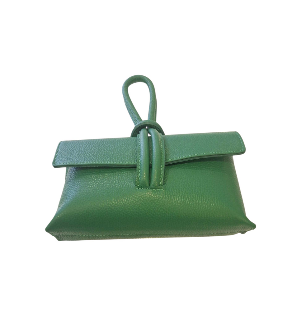 Opzione Leather Clutch in Emerald Green