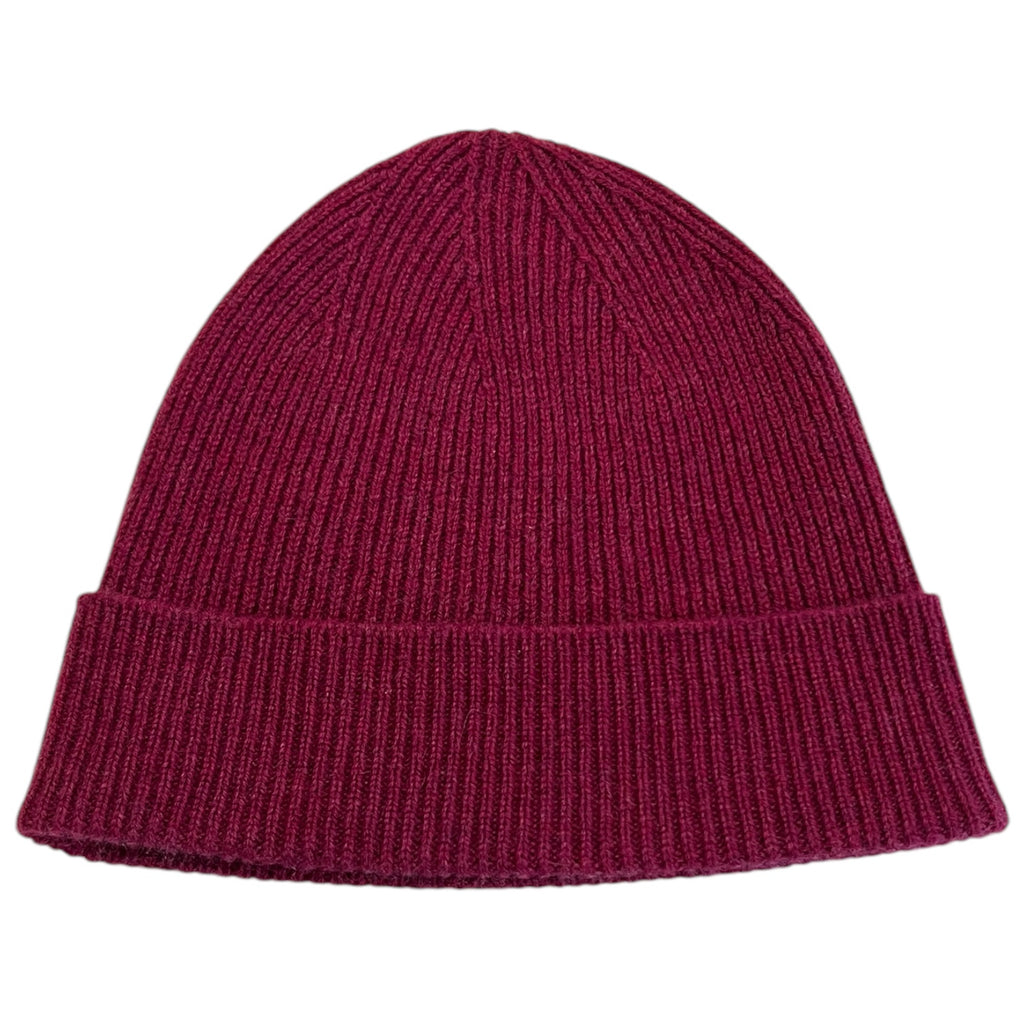 Ribbed Cashmere Beanie in Loganberry