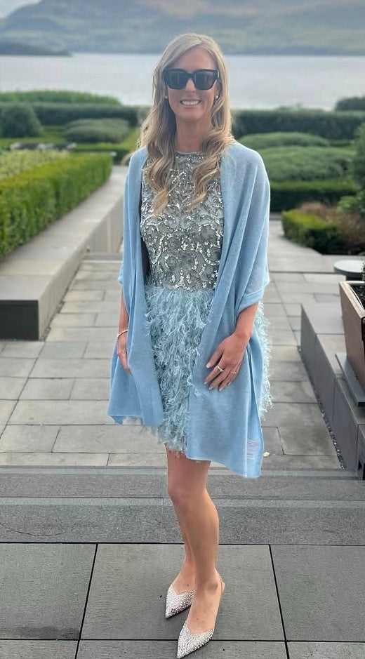 Baby Blue Cashmere Travel Wrap / Scarf