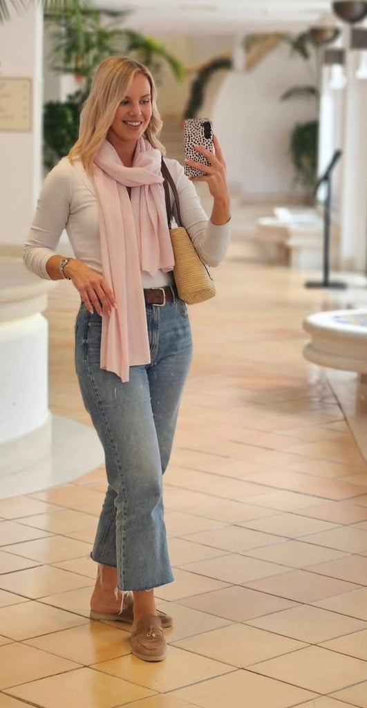 Baby Pink Cashmere Travel Wrap / Scarf