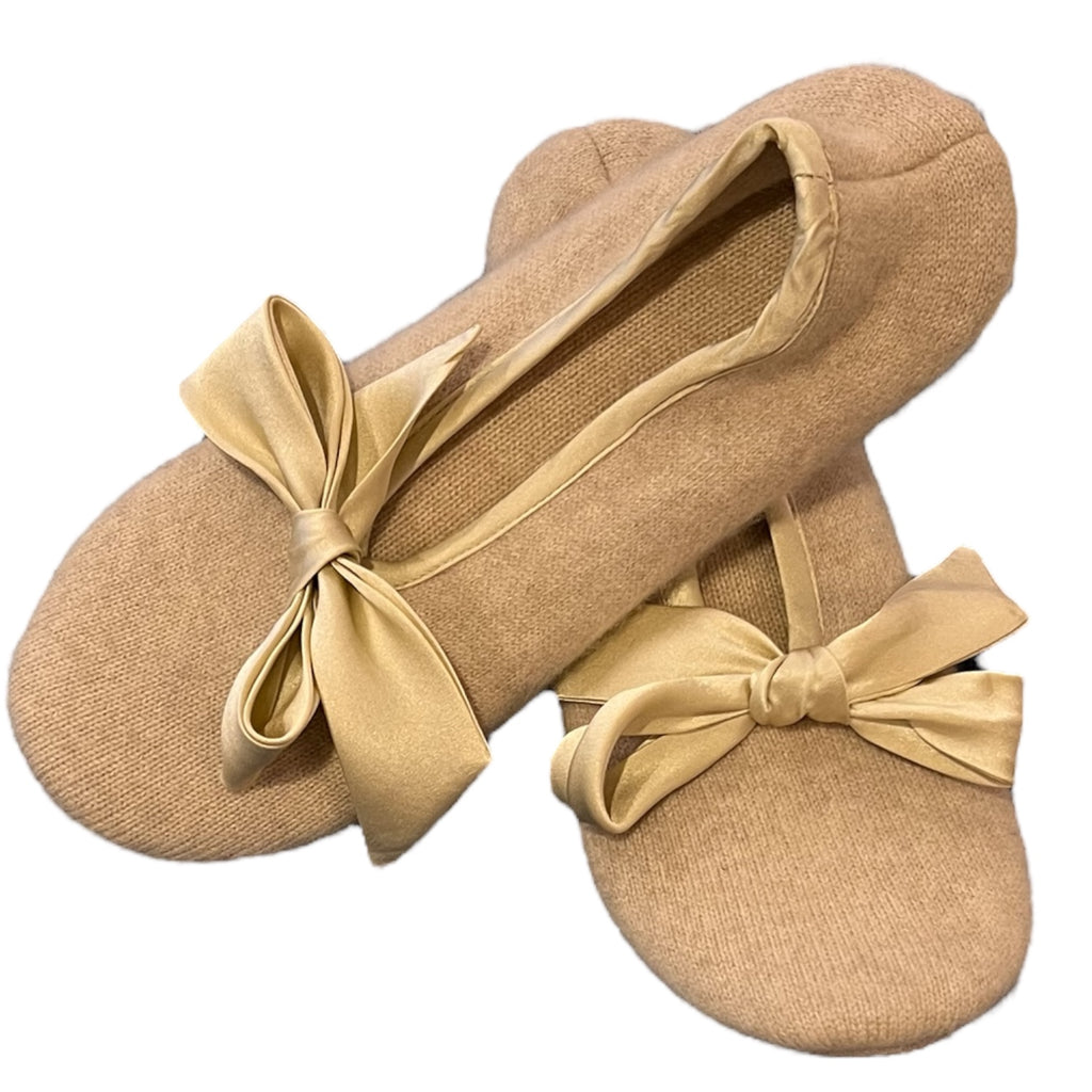 Soft Beige 100% Pure Cashmere Slippers by Kenmare Cashmere