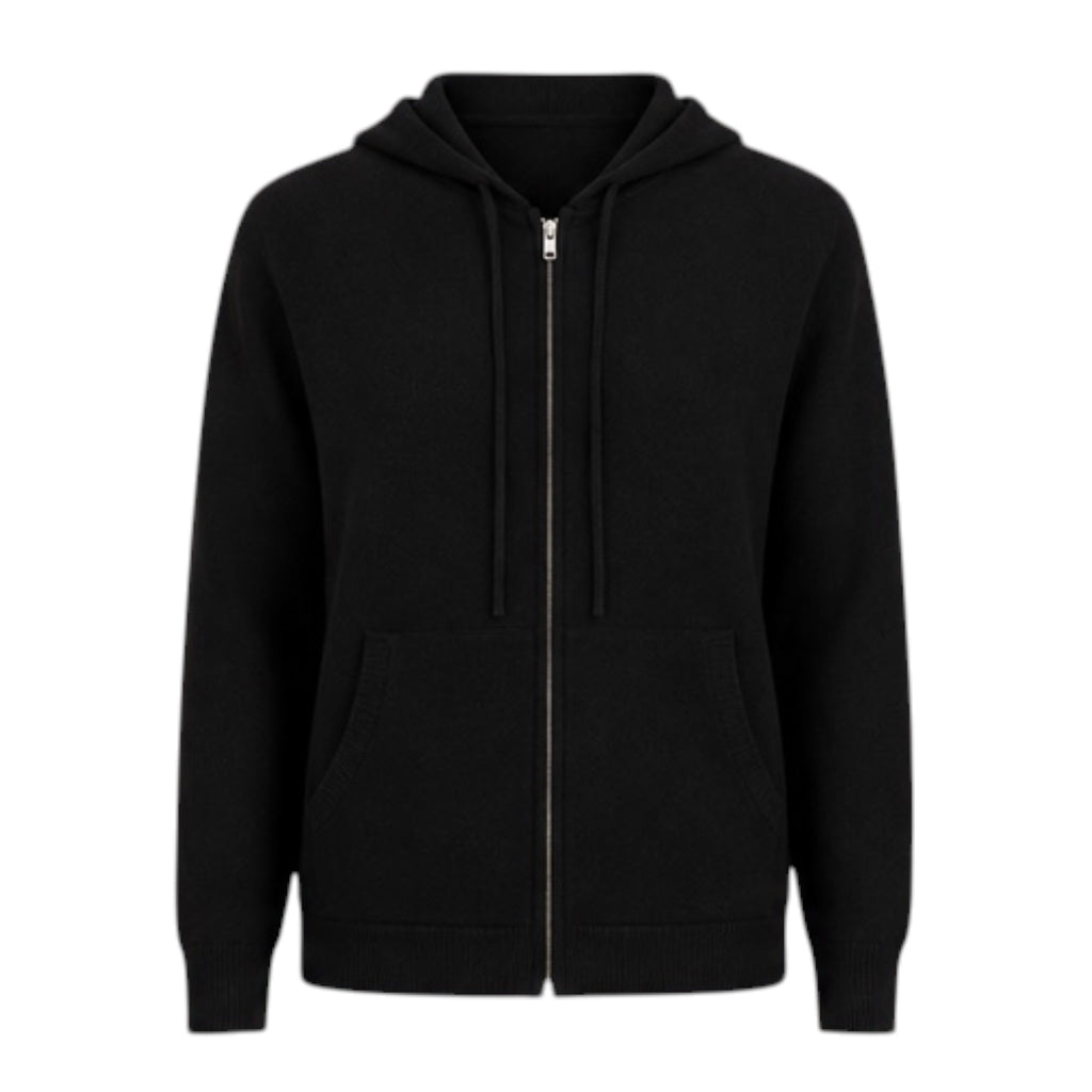 Black 100% Pure Cashmere Mens Hoodie by Kenmare Cashmere