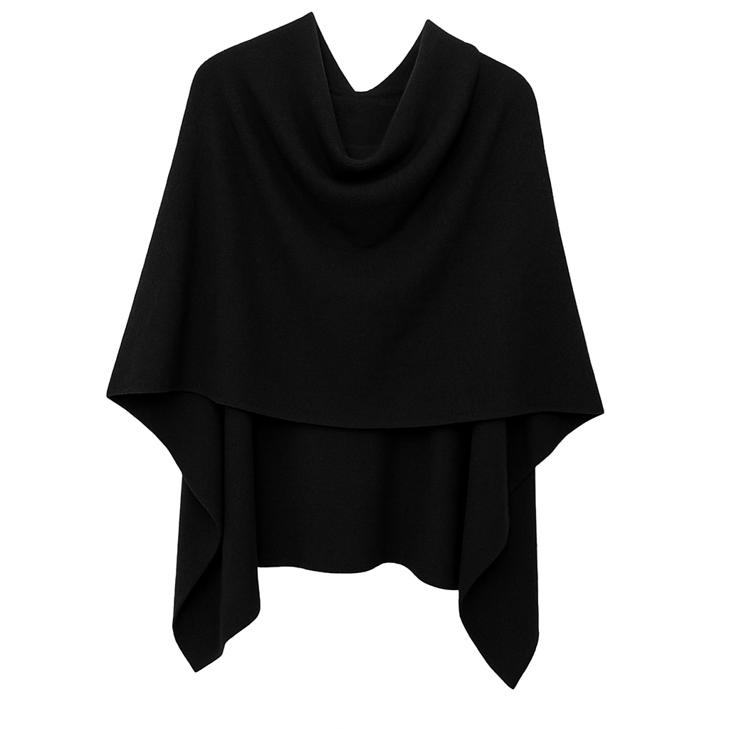 100% Pure Cashmere Poncho in Black - Kenmare Cashmere 100% Pure Cashmere Poncho in Black - Kenmare Cashmere