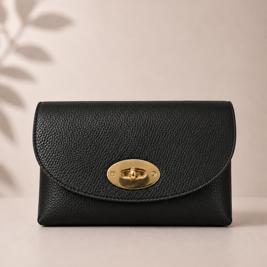 Black Ragu Italian Leather Phone Bag by Kenmare Cashmere