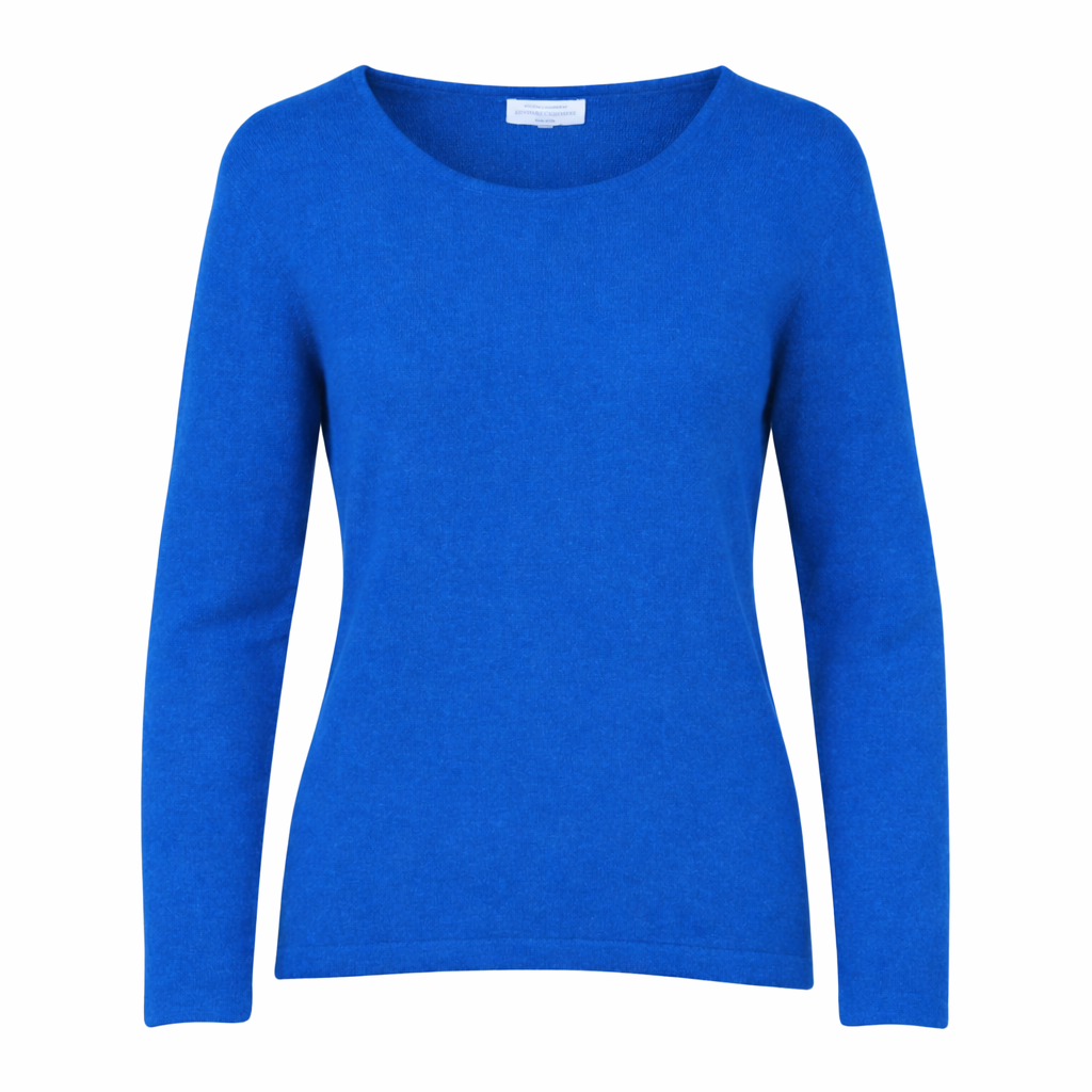 Royal Blue 100% Pure Cashmere Scoop Neck Sweater by Kenmare Cashmere