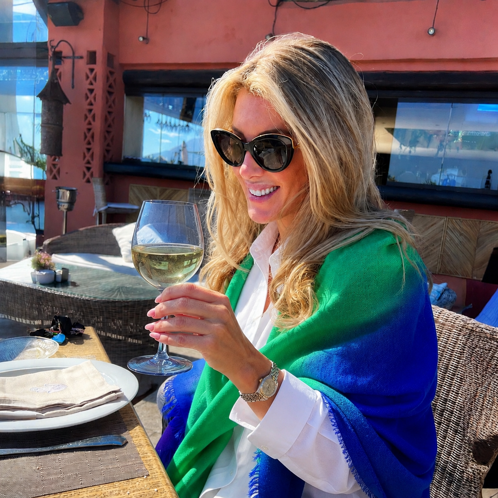 Blue Green Ombre 100% Pure Cashmere Wrap by Kenmare Cashmere