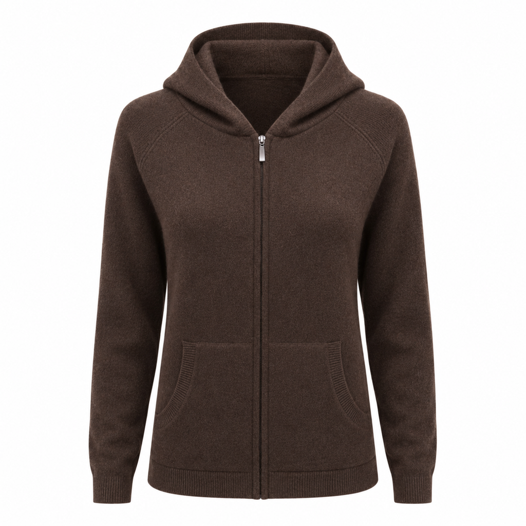 Chocolate Brown 100% Pure Cashmere Hoodie by Kenmare Cashmere
