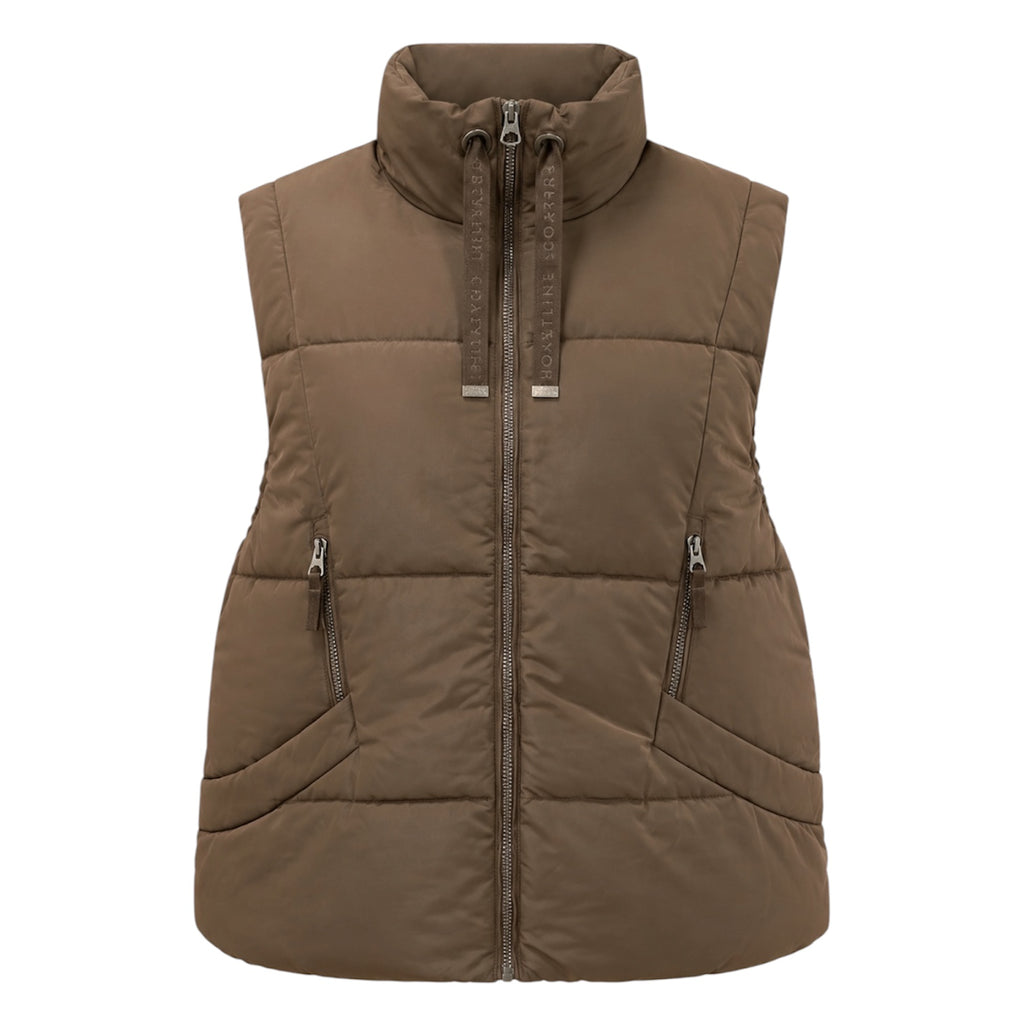 Chocolate Brown Puffer Gilet with Full Zip and Pockets by Kenmare Cashmere