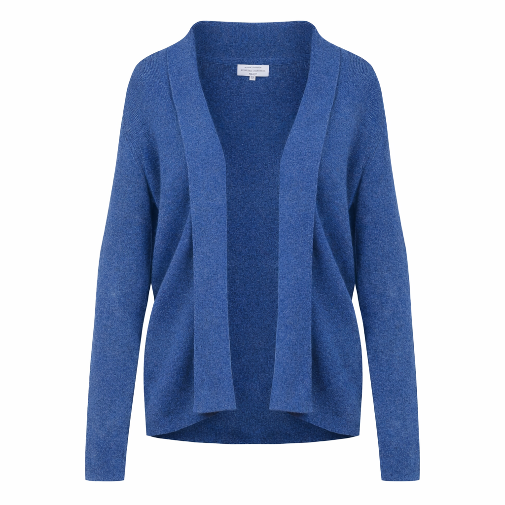 Denim Blue Ribbed Cashmere Blazer with Stylish Lapels by Kenmare Cashmere
