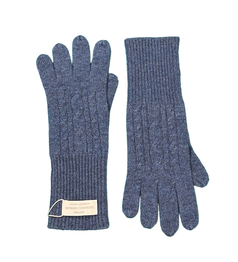 Cashmere Gloves in Denim Blue