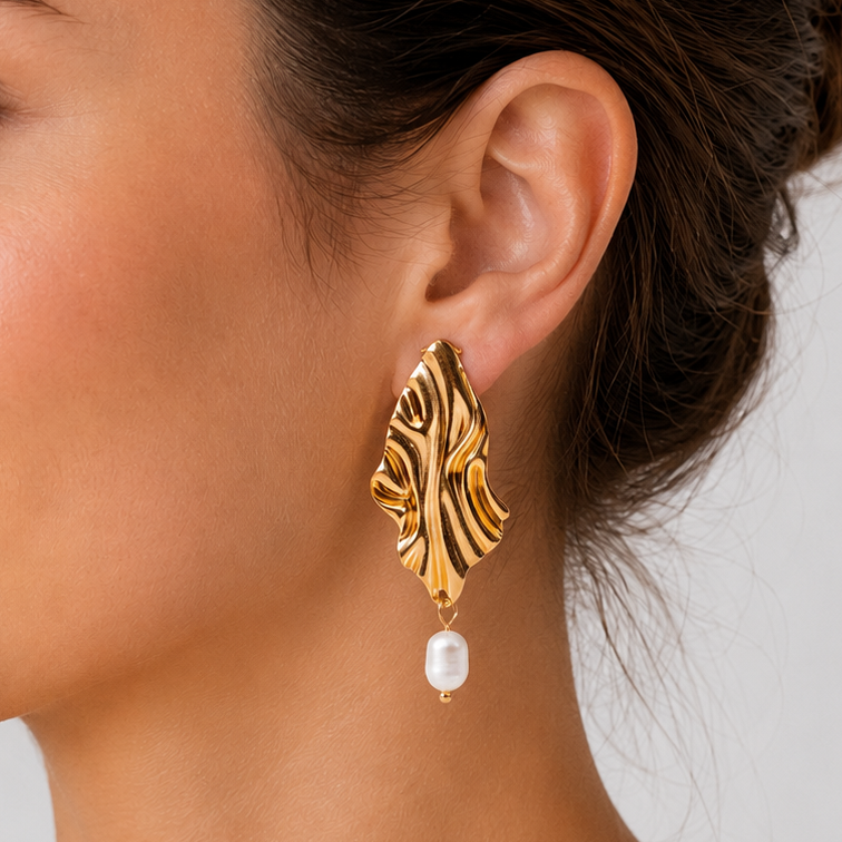 Eala Freshwater Pearl and 18k Gold-plated Earrings by Ceann Mara Jewellery