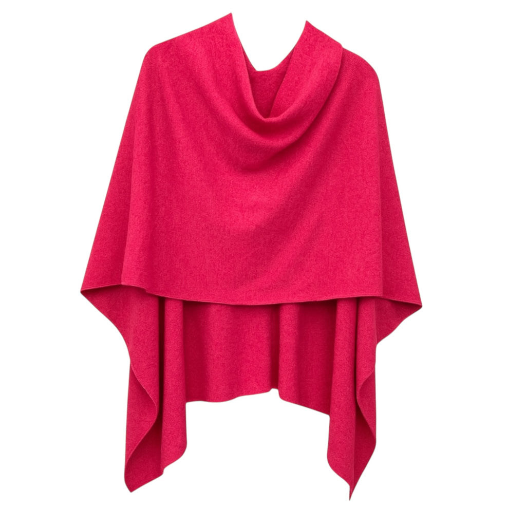 Ladies Cerise Pink 100% Pure Cashmere Multiway Poncho by Kenmare Cashmere