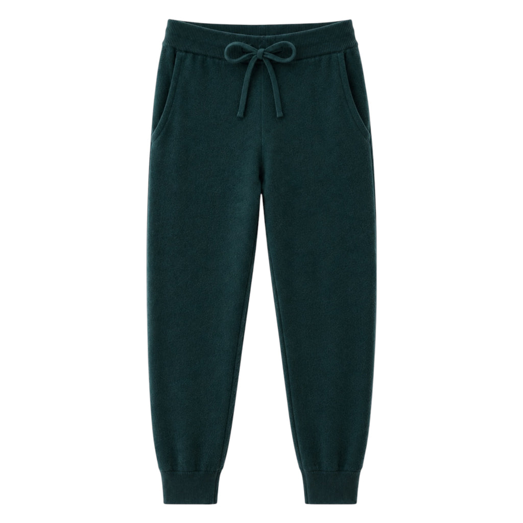 Deep Hunter Green 100% Pure Cashmere Joggers by Kenmare Cashmere