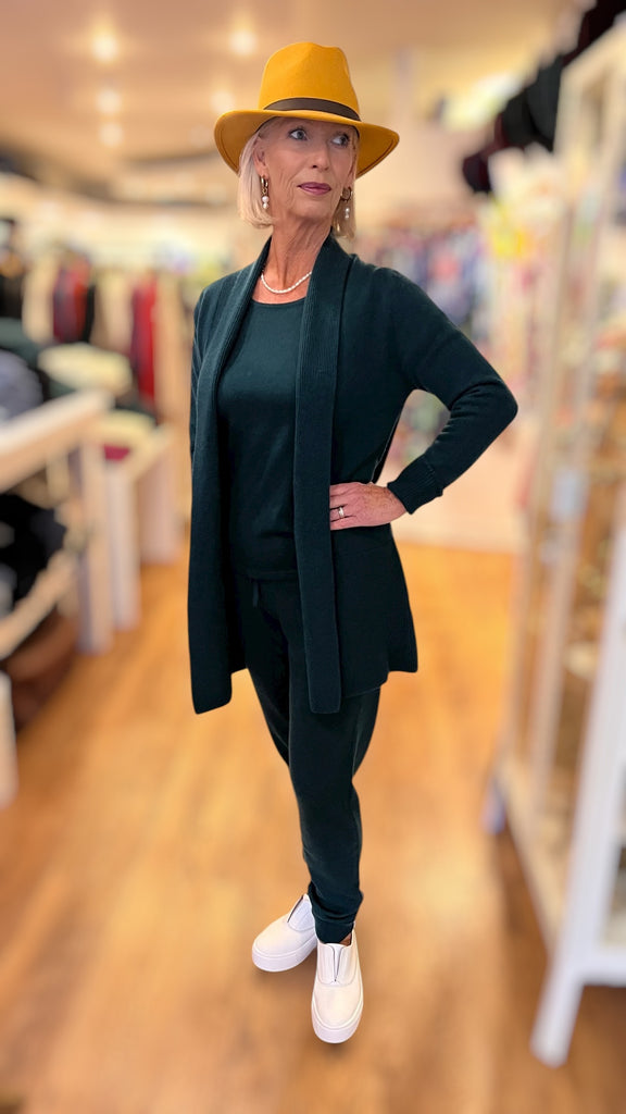 Long Cashmere Cardigan in Hunter Green