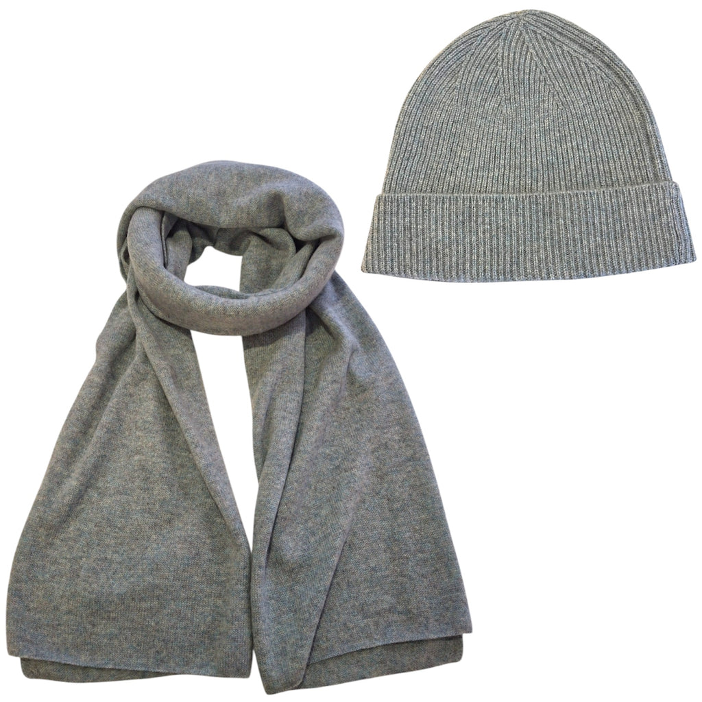 100% Cashmere Travel Wrap & Beanie in Sea Green
