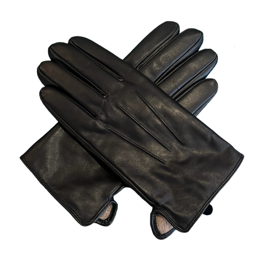 Mens Cashmere-lined Leather Gloves in Black