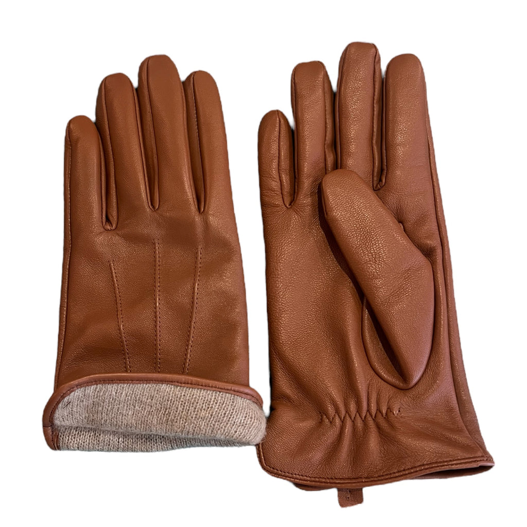 Cognac leather gloves sales