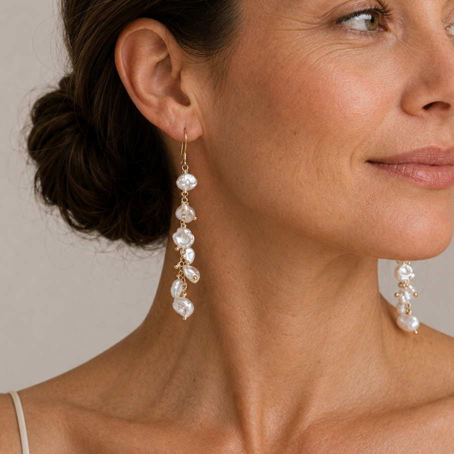 Keshi Pearl and 18K Gold-plated Earrings bybCeann Mara Jewellery
