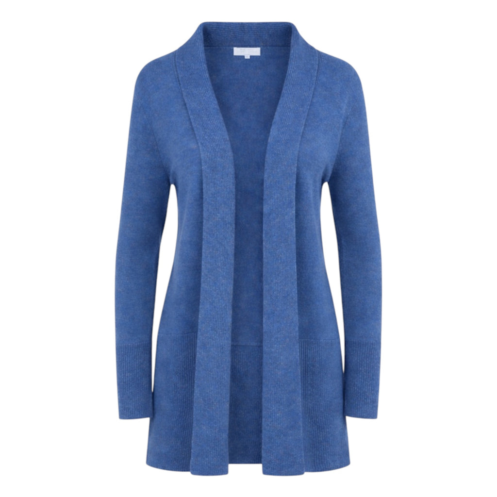 Denim Blue Longline 100% Pure Cashmere Cardigan by Kenmare Cashmere