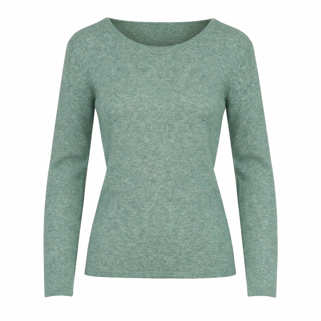 Soft Sea Green 100% Pure Cashmere Scoop Neck Sweater by Kenmare Cashmere

