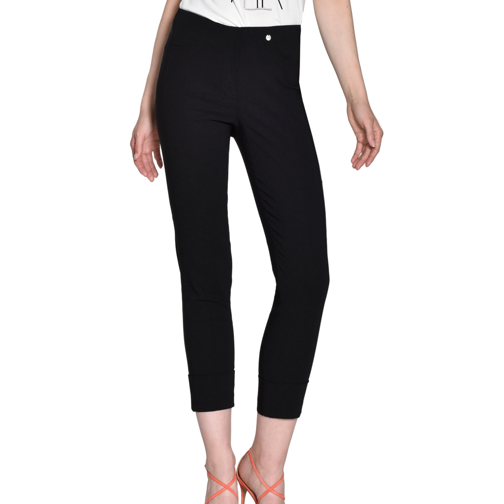 Robell Bella 09 Turn Up Trousers in Black