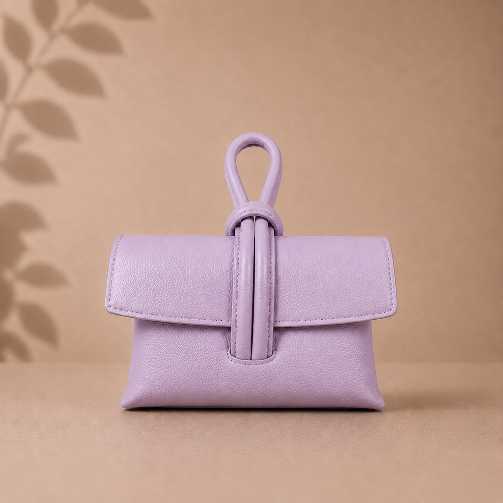 Lilac Dollar Leather Clutch by Kenmare Cashmere