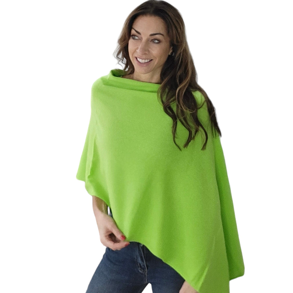 Lime Green 100% Pure Cashmere Multiway Poncho by Kenmare Cashmere
