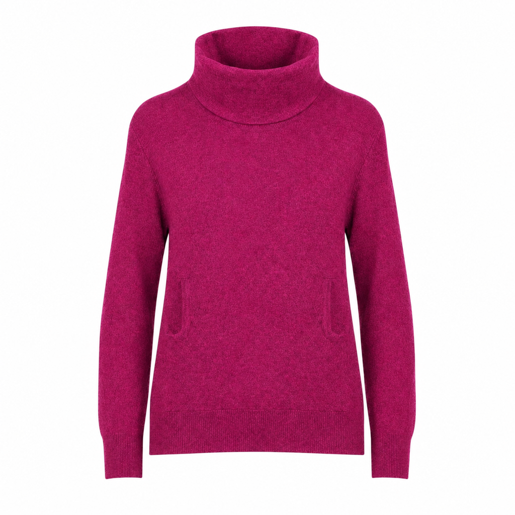 Loganberry Pink 100% Pure Cashmere Cowl Neck with Pouch by Kenmare Cashmere