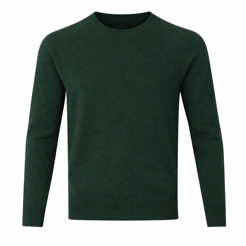 Mens Hunter Green 100% Pure Cashmere Crew Neck by Kenmare Cashmere