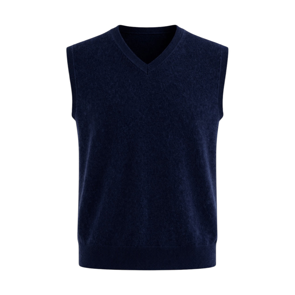 Mens Navy Blue 100% Pure Cashmere Sweater Vest by Kenmare Cashmere