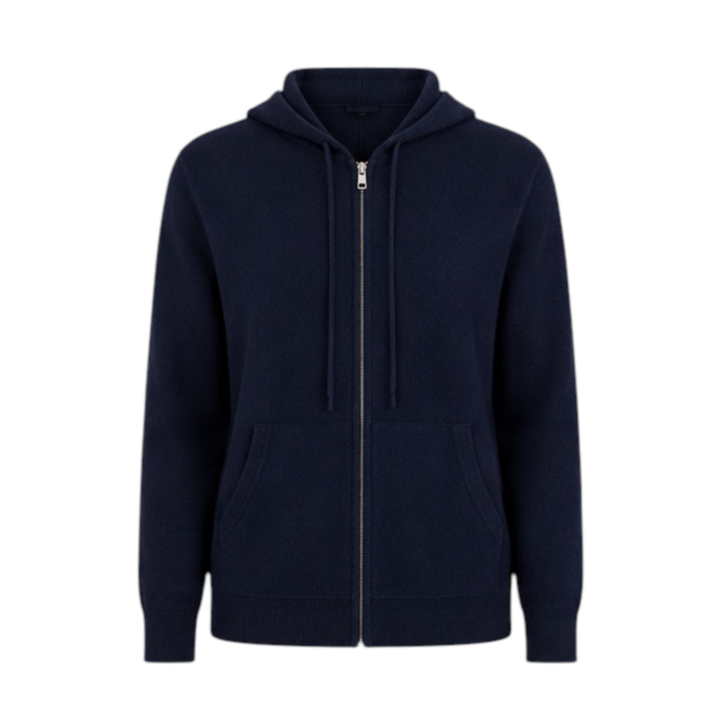 Mens Navy 100% Pure Cashmere Hoodie by Kenmare Cashmere
