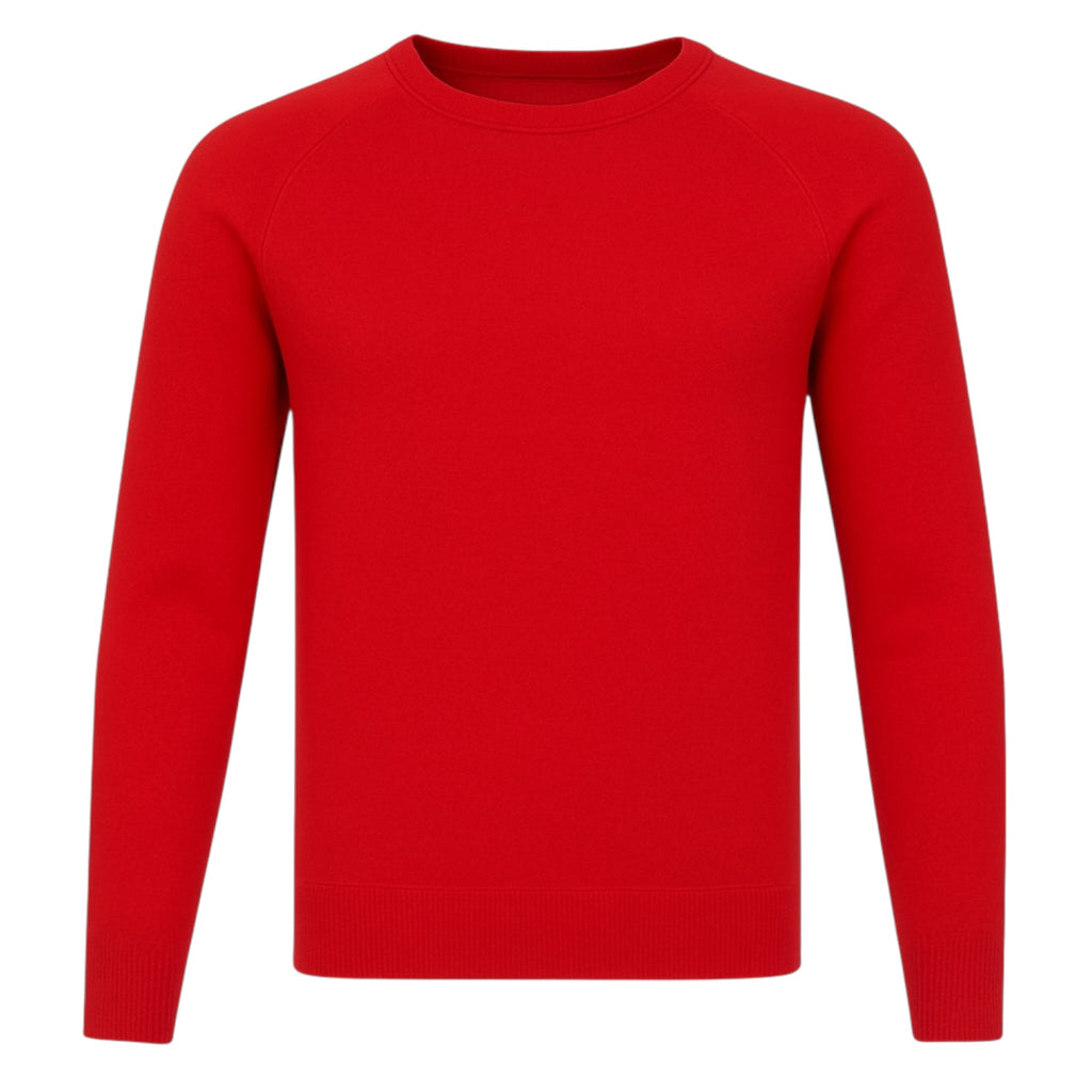 Men’s Soft Red 100% Pure Cashmere Crew Neck with Ribbed Collar, Hem and Cuffs by Sweater Kenmare Cashmere