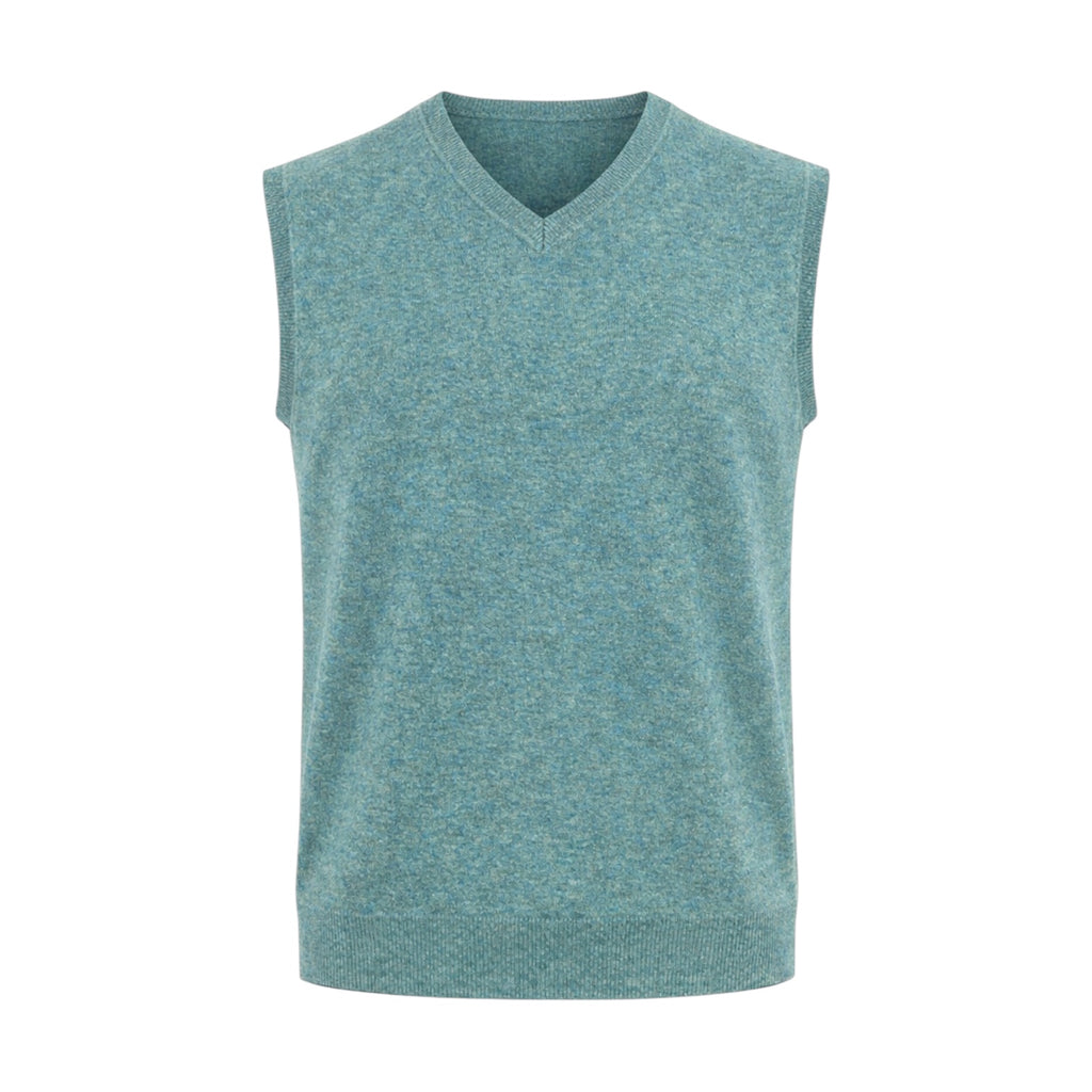 Mens Sea Green 100% Pure Cashmere Sweater Vest by Kenmare Cashmere