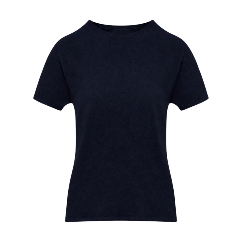 Navy 100% Pure Cashmere Half Sleeve T-Shirt by Kenmare Cashmere