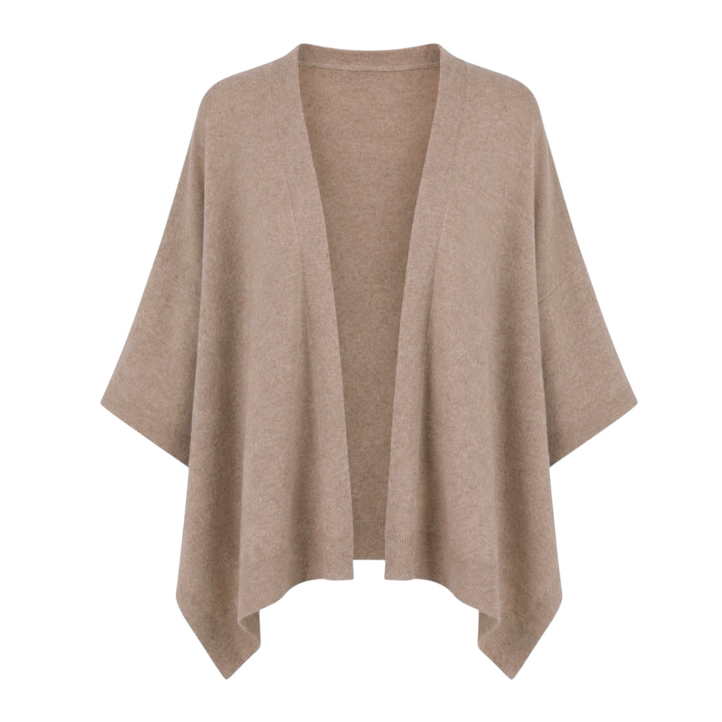 Beige 100% Pure Cashmere Open Wrap Cardigan by Kenmare Cashmere