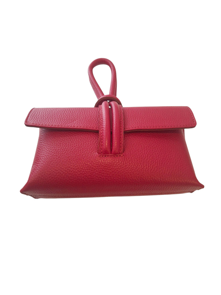 Opzione Leather Clutch in Cherry Red