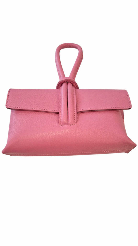 Opzione Leather Clutch in Flamingo Pink