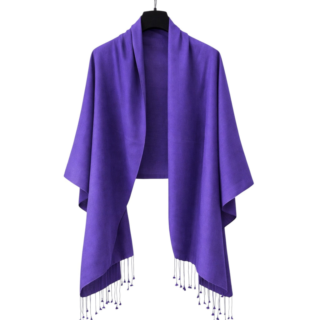 Deep Purple 70% Cashmere 30% Silk Wrap with Tassels by Kenmare Cashmere