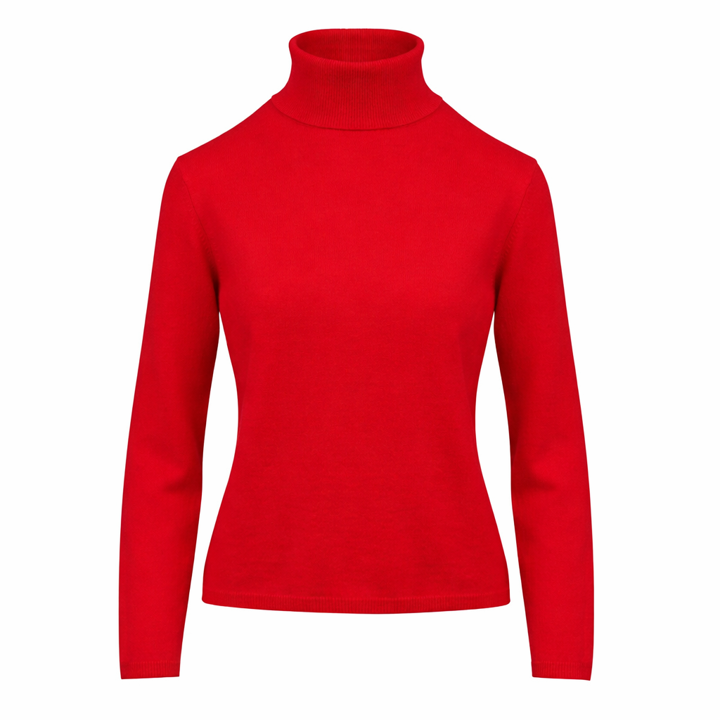Rich Red 100% Pure Cashmere Turtle Neck by Kenmare Cashmere