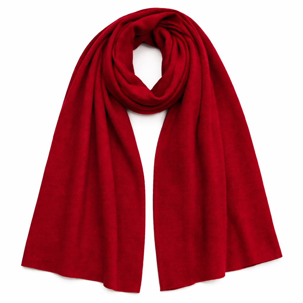 Deep Red 100% Pure Cashmere XL Travel Wrap by Kenmare Cashmere