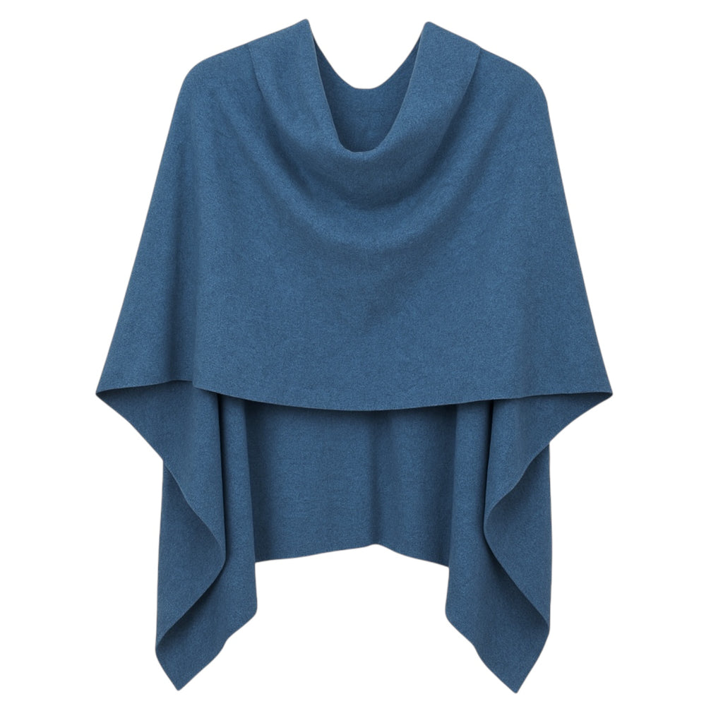 Ladies Steel Blue 100% Pure Cashmere Multiway Poncho by Kenmare Cashmere