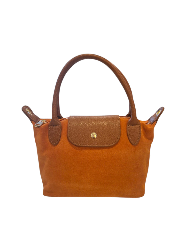 Suede Crossbody Bag in Burnt Orange / Tan